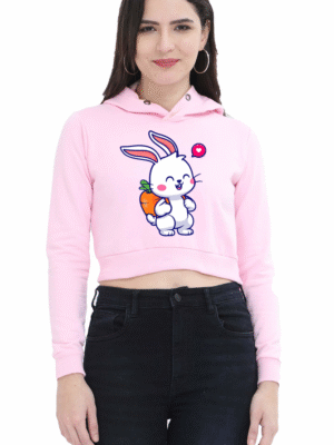 Hoppy Vibes: Bunny & Carrot Crop Hoodie