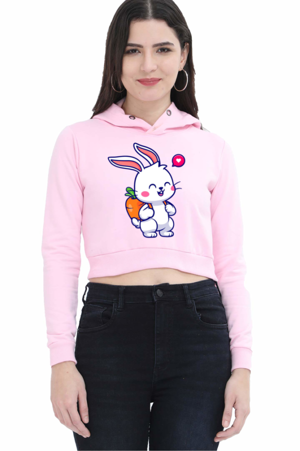 Hoppy Vibes: Bunny & Carrot Crop Hoodie