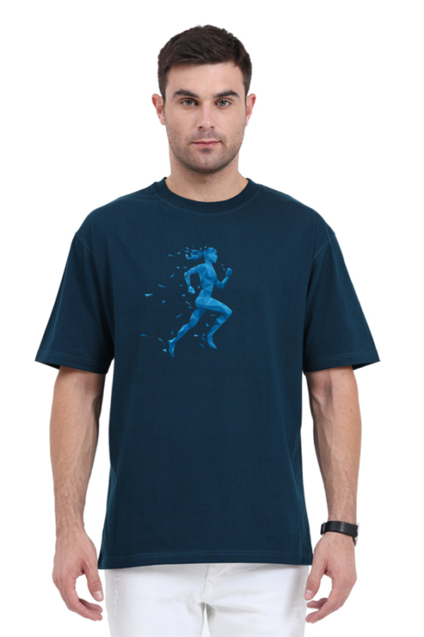 Run Free: Unisex Oversized Sprinting Girl T-Shirt