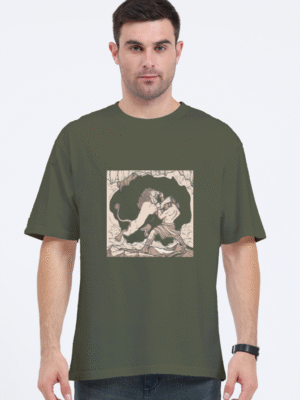 Alfa Courage: Unisex Oversized Lion Battle T-Shirt