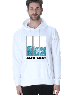 Sea Wave Unisex White Hooded Sweatshirt