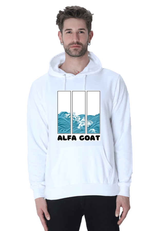 Sea Wave Unisex White Hooded Sweatshirt