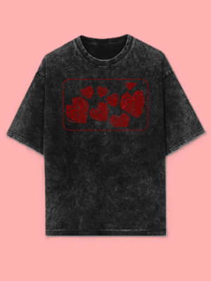 Heartbeats: Unisex Acid Wash Oversized T-Shirt