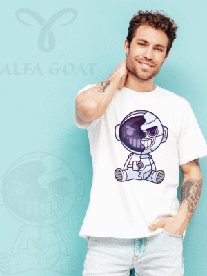 Creepy Grin: Smiling Robot Unisex Oversized T-Shirt