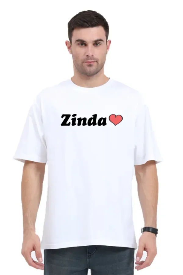 Zinda Dil White Oversized Unisex T-Shirt - Image 2