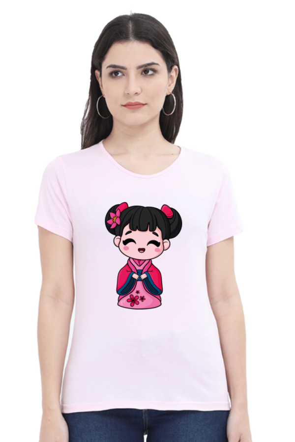 Women’s Classic T-Shirt – Adorable Japanese Girl Print - Image 3