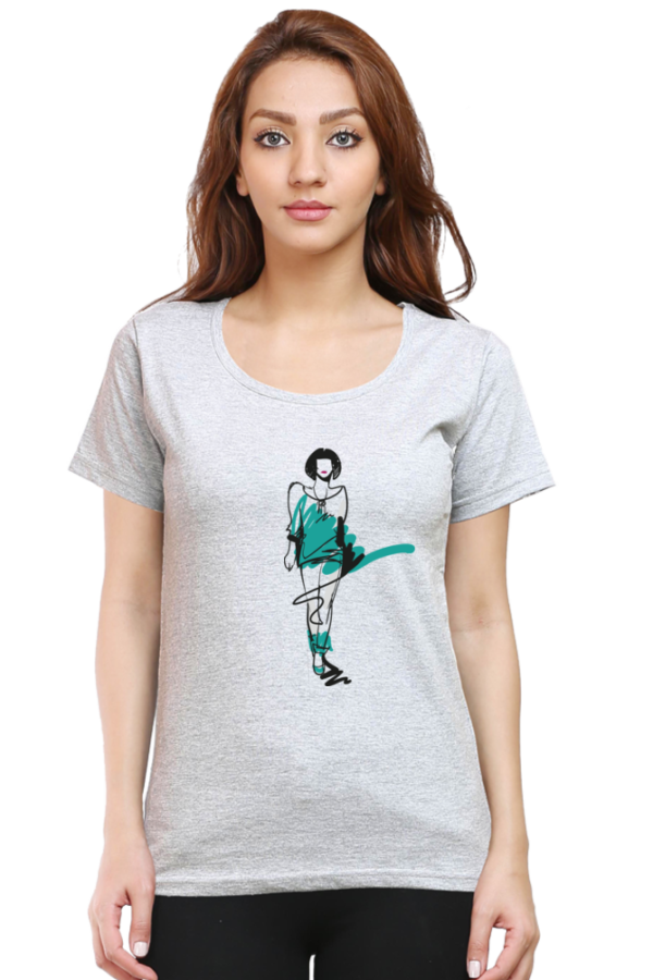 Women’s T-Shirt – Line-Art Girl Effortless Elegance - Image 2