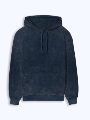 Navy Blue Acid Washed Unisex Hoodie - Alfa Goat