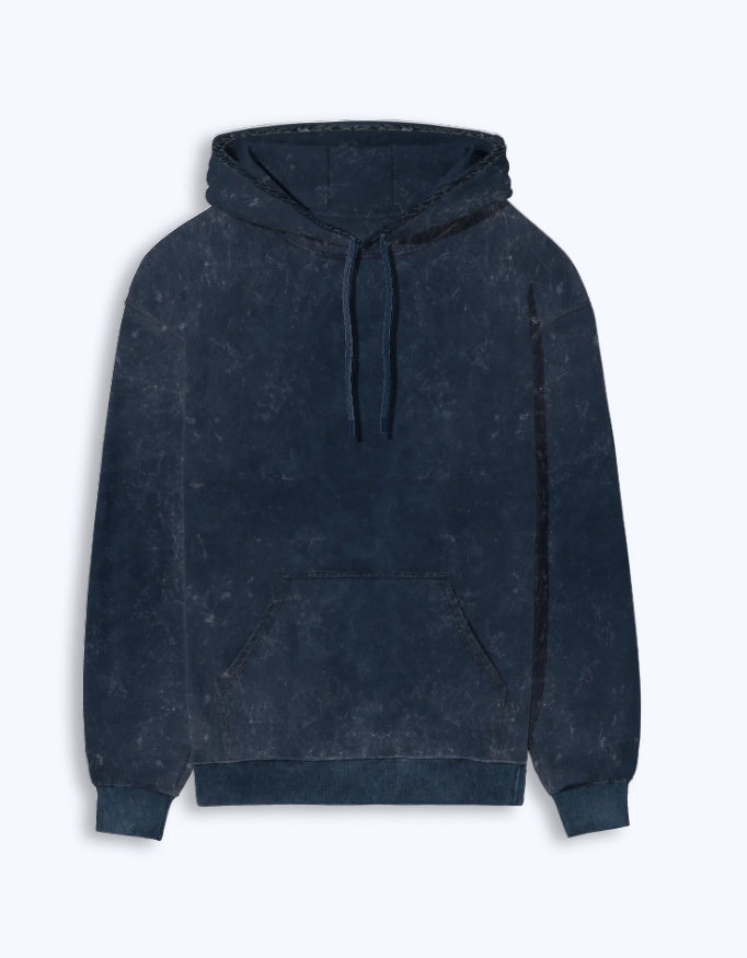 Navy Blue Acid Washed Unisex Hoodie - Alfa Goat