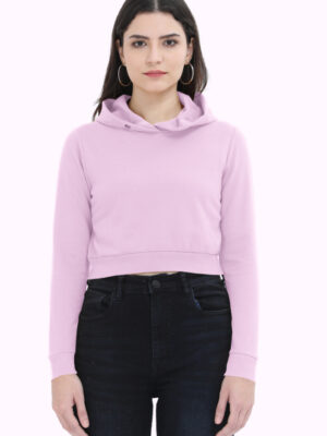Women Light Baby Pink Cropped Hoodie - Alfa Goat